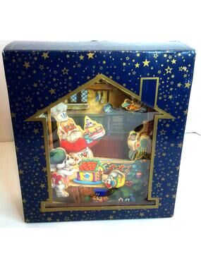 Vintage Fortunoff Musical Chef Santa In The Bakery Animated Christmas Decor New